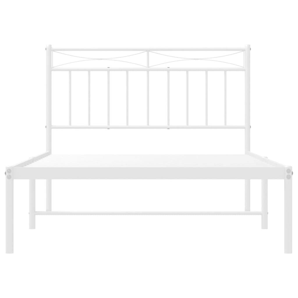Bed Frame White Powder-Coated Steel Twin Bed Frame Rectangular
