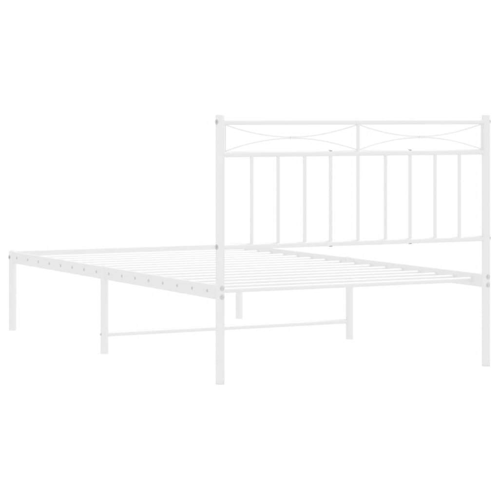 Bed Frame White Powder-Coated Steel Twin Bed Frame Rectangular