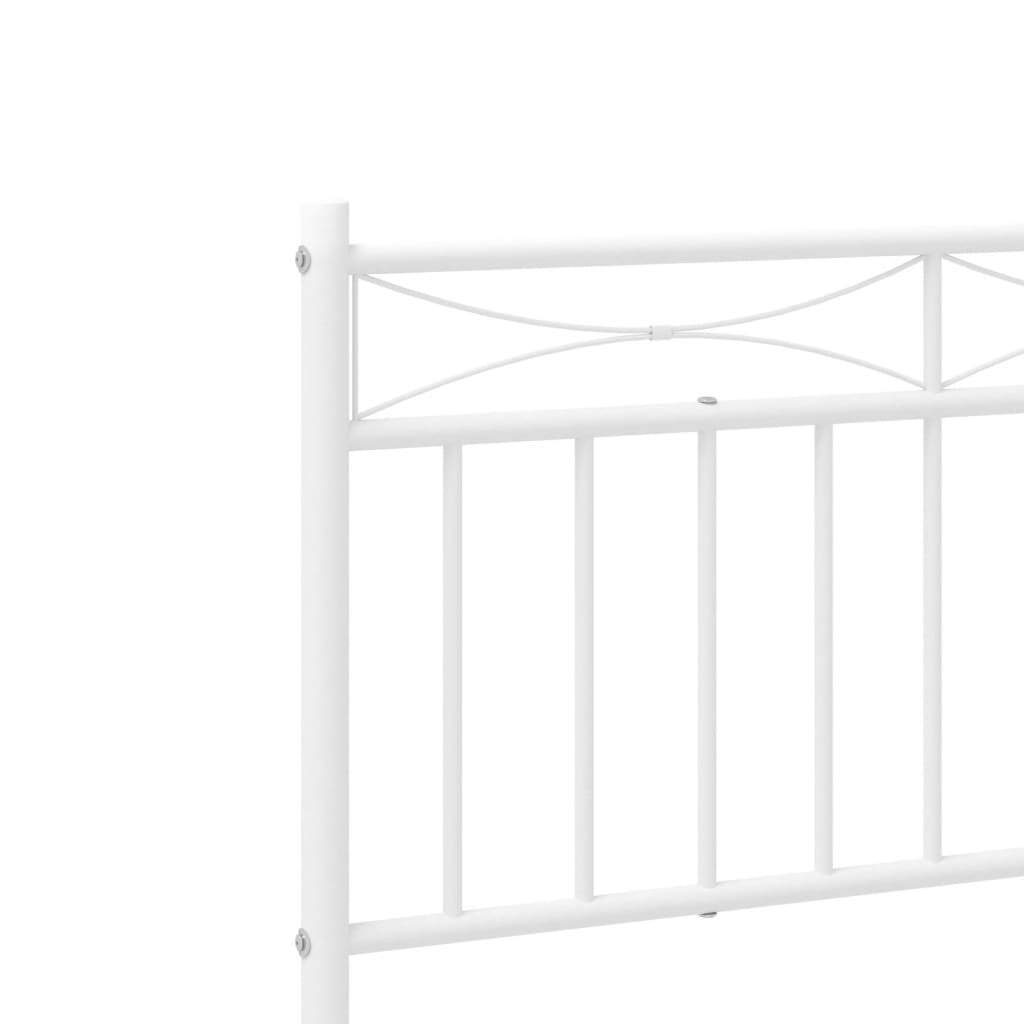 Bed Frame White Powder-Coated Steel Twin Bed Frame Rectangular