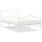Bed Frame White Powder-Coated Steel Twin Bed Frame Rectangular
