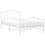 Bed Frame White Powder-Coated Steel Twin Bed Frame Rectangular