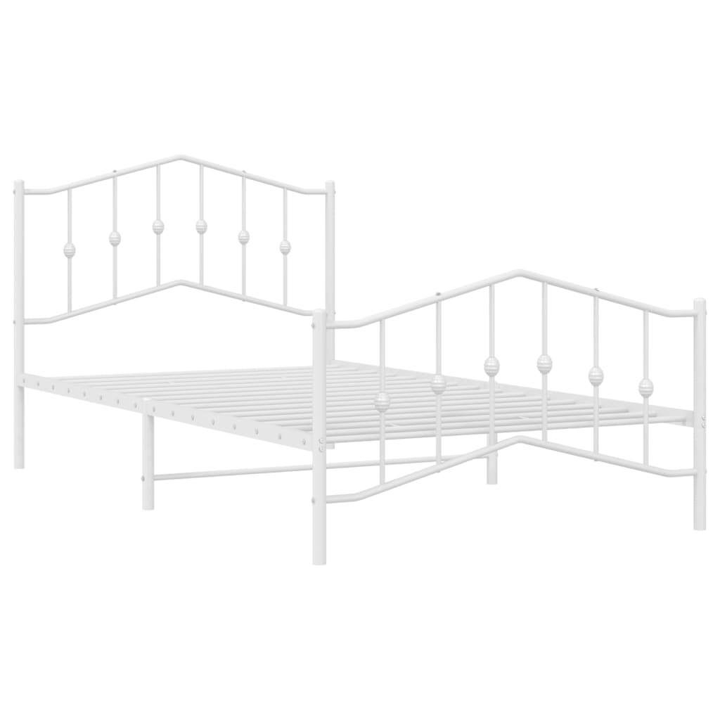Bed Frame White Powder-Coated Steel Twin Bed Frame Rectangular