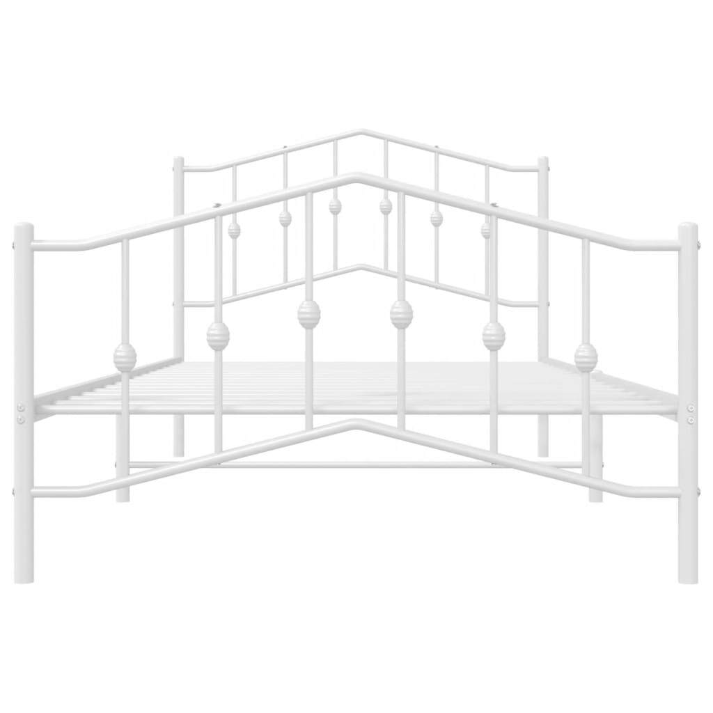 Bed Frame White Powder-Coated Steel Twin Bed Frame Rectangular