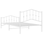 Bed Frame White Powder-Coated Steel Twin Bed Frame Rectangular