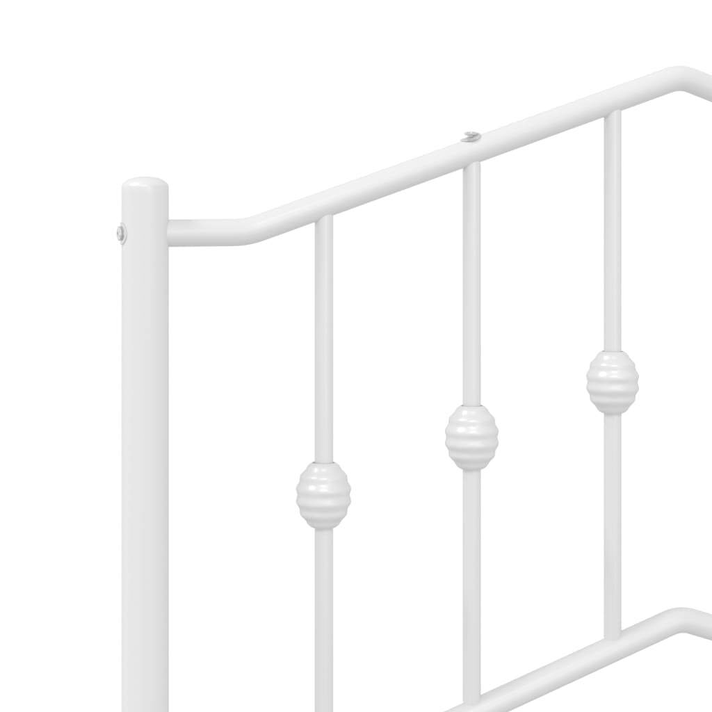 Bed Frame White Powder-Coated Steel Twin Bed Frame Rectangular