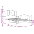 Bed Frame White Powder-Coated Steel Twin Bed Frame Rectangular