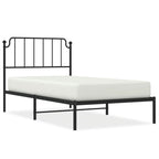 Bed Frame Black Powder-Coated Steel Twin Bed Frame Rectangular