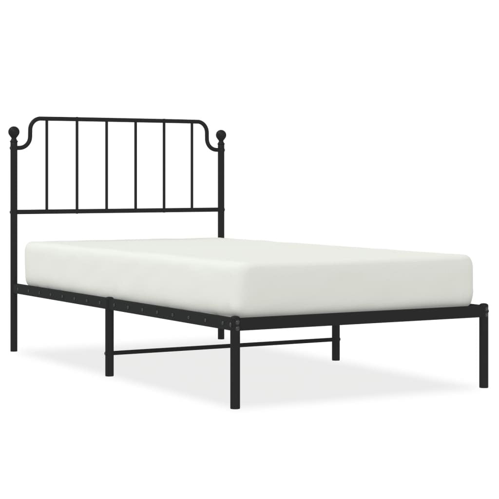 Bed Frame Black Powder-Coated Steel Twin Bed Frame Rectangular