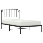 Bed Frame Black Powder-Coated Steel Twin Bed Frame Rectangular