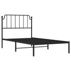 Bed Frame Black Powder-Coated Steel Twin Bed Frame Rectangular