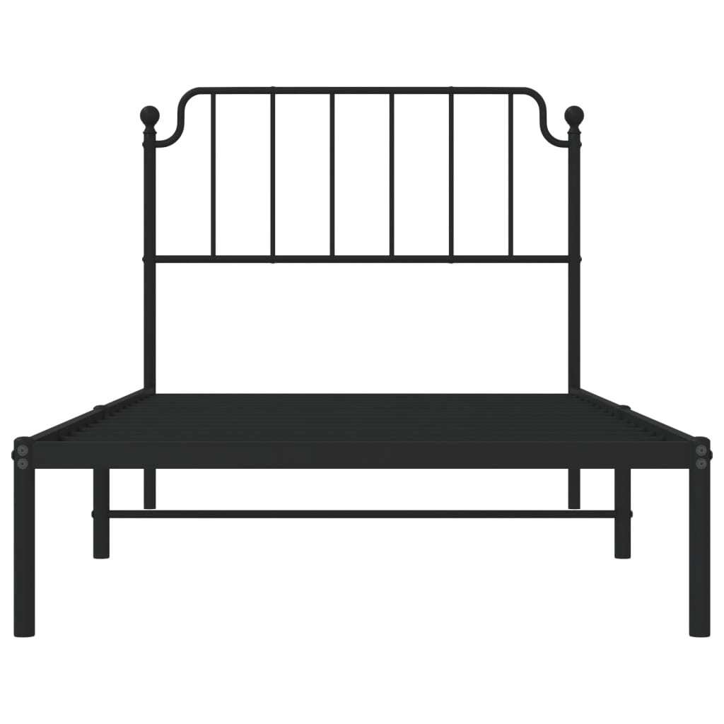 Bed Frame Black Powder-Coated Steel Twin Bed Frame Rectangular
