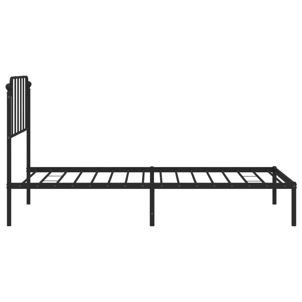 Bed Frame Black Powder-Coated Steel Twin Bed Frame Rectangular
