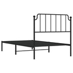 Bed Frame Black Powder-Coated Steel Twin Bed Frame Rectangular