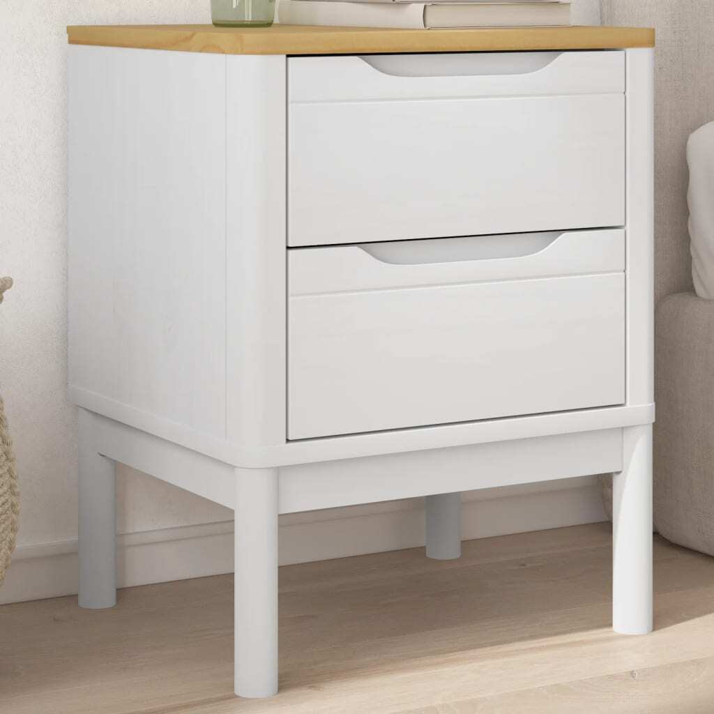Bedside Cabinet White Solid Pine Wood Small Bedside Cabinet