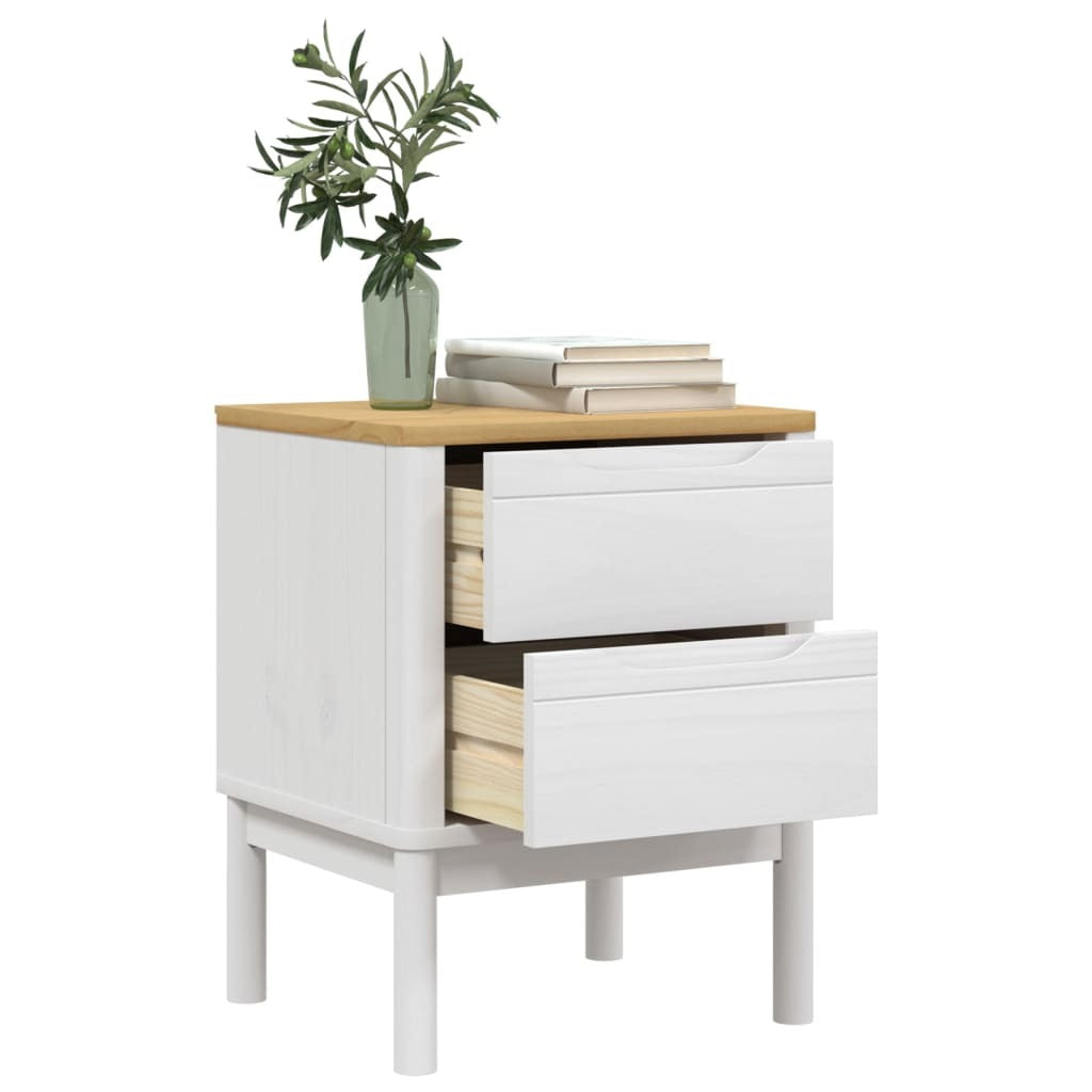 Bedside Cabinet White Solid Pine Wood Small Bedside Cabinet