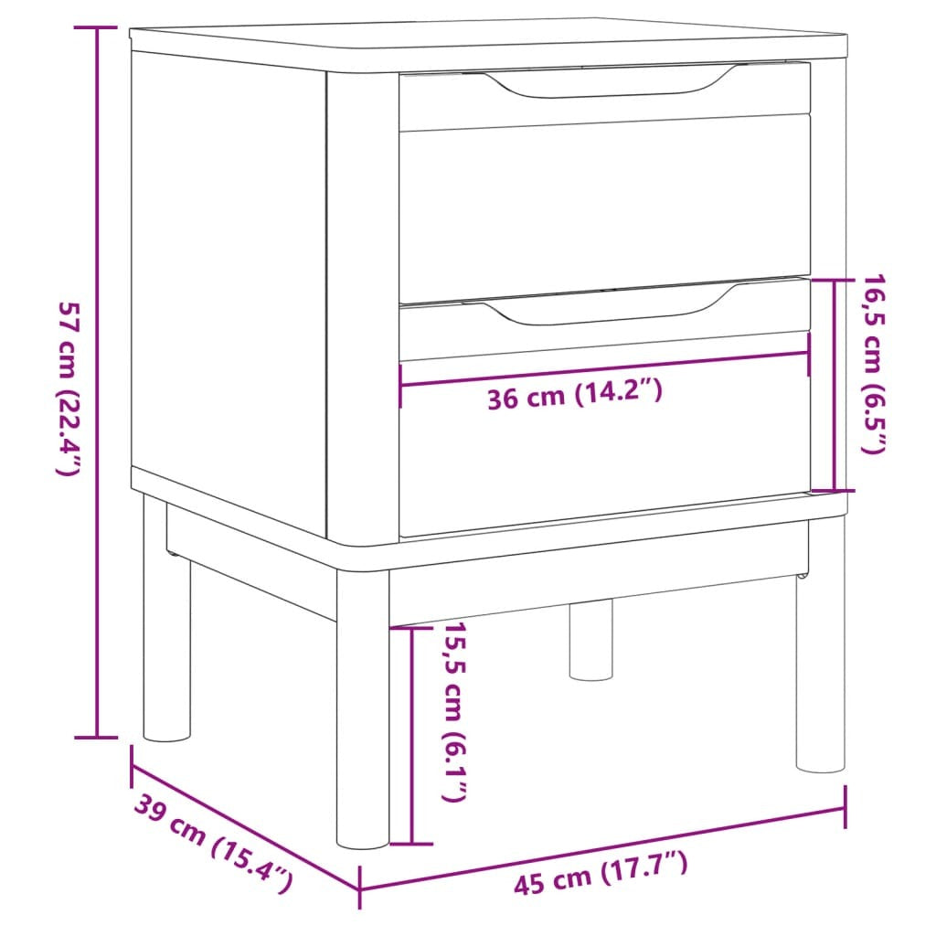 Bedside Cabinet White Solid Pine Wood Small Bedside Cabinet