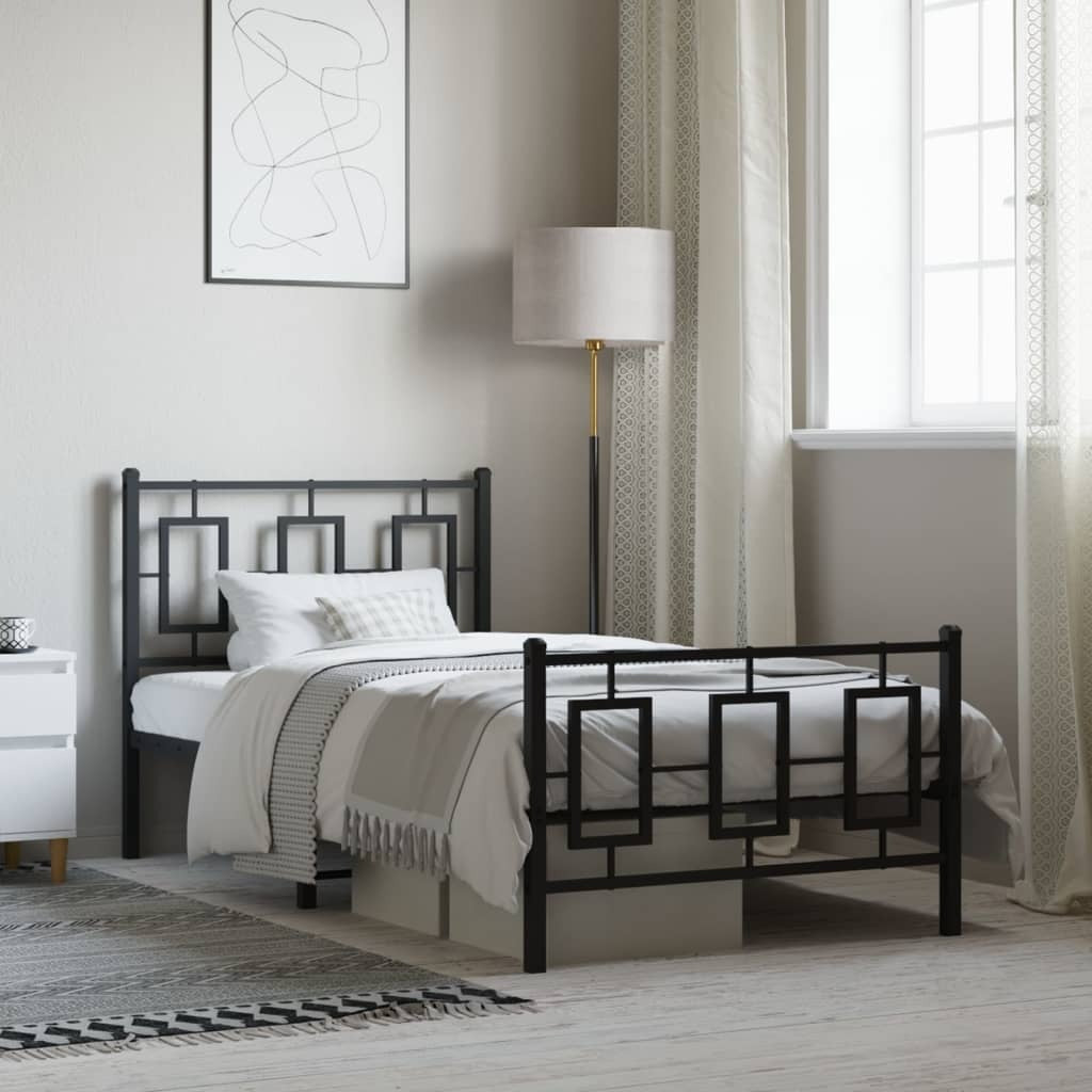 Bed Frame Black Powder-coated steel Twin Bed Frame Rectangular