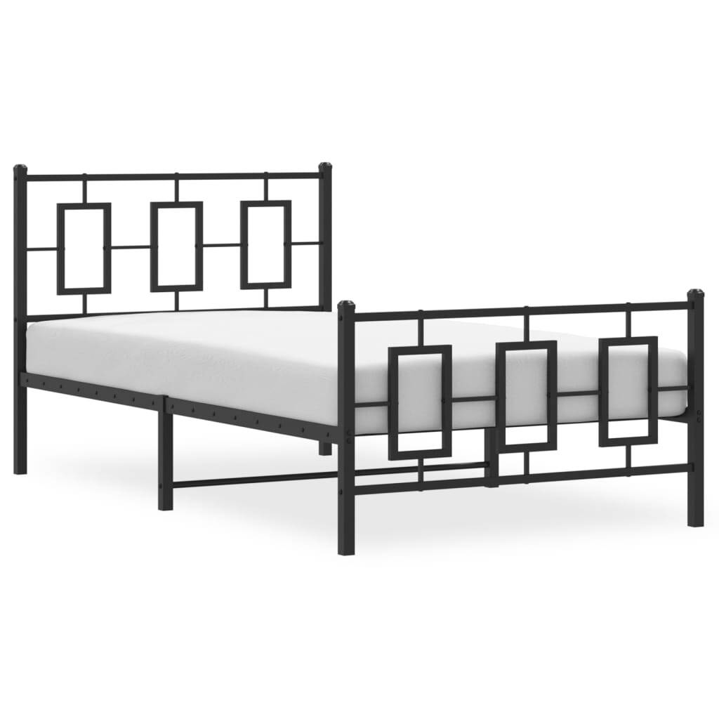 Bed Frame Black Powder-coated steel Twin Bed Frame Rectangular