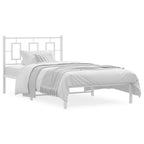Bed Frame White Powder-coated steel Twin Bed Frame Rectangular