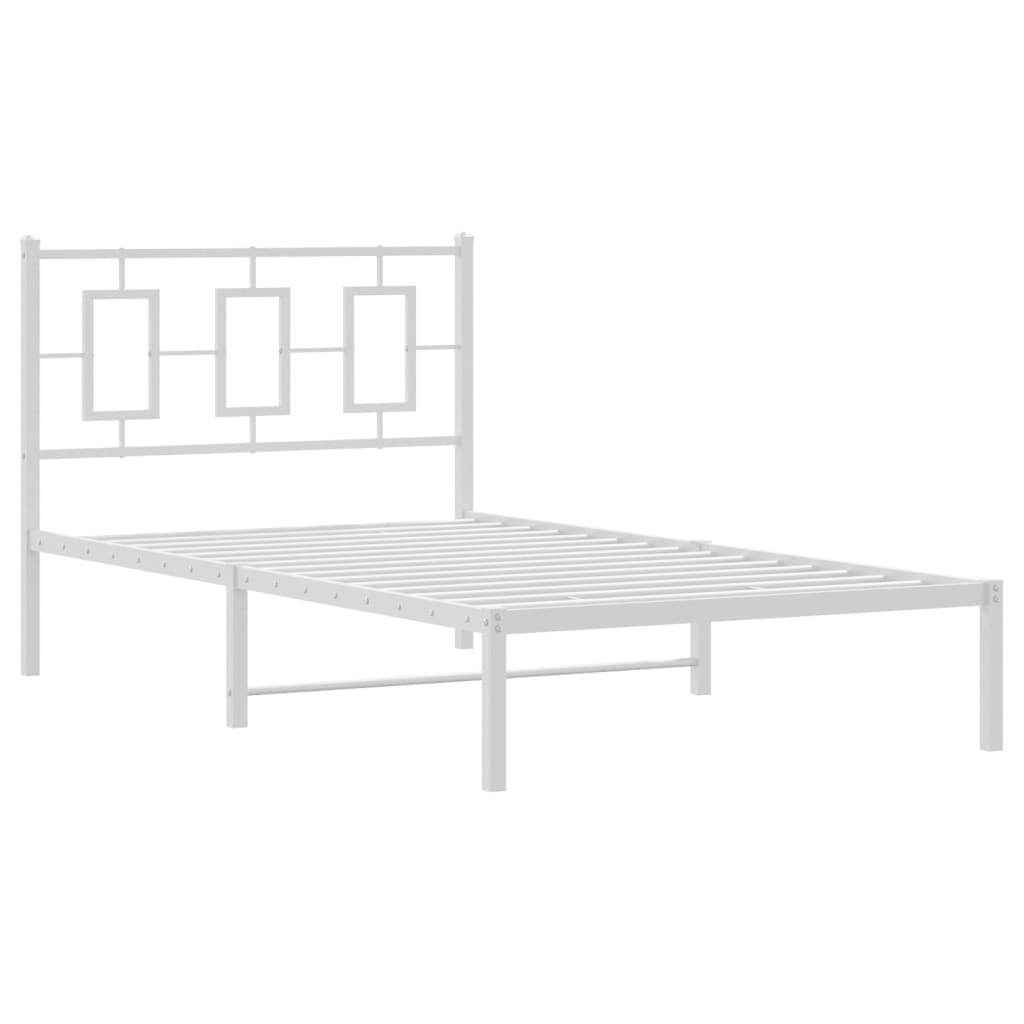 Bed Frame White Powder-coated steel Twin Bed Frame Rectangular