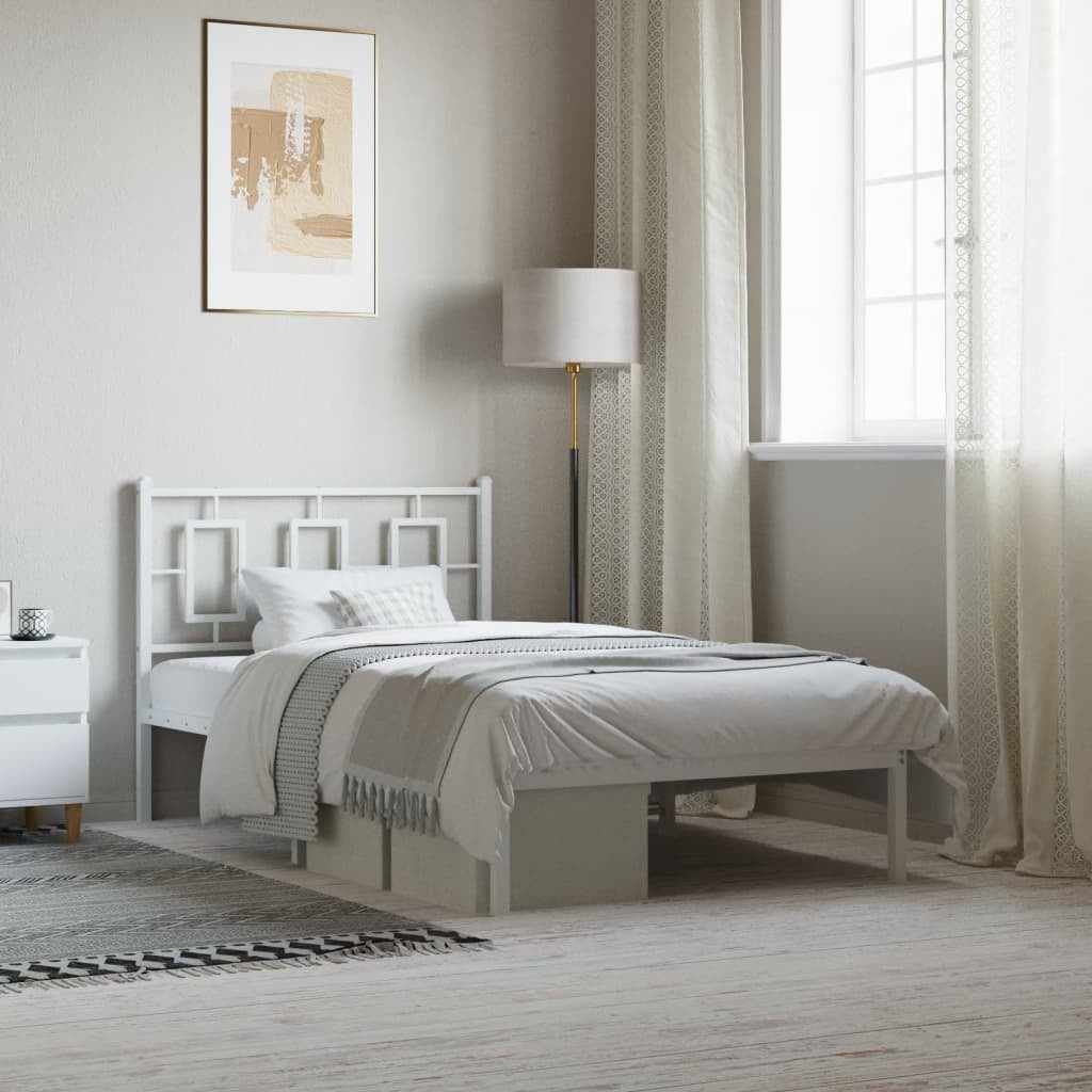 Bed Frame White Powder-coated steel Twin Bed Frame Rectangular