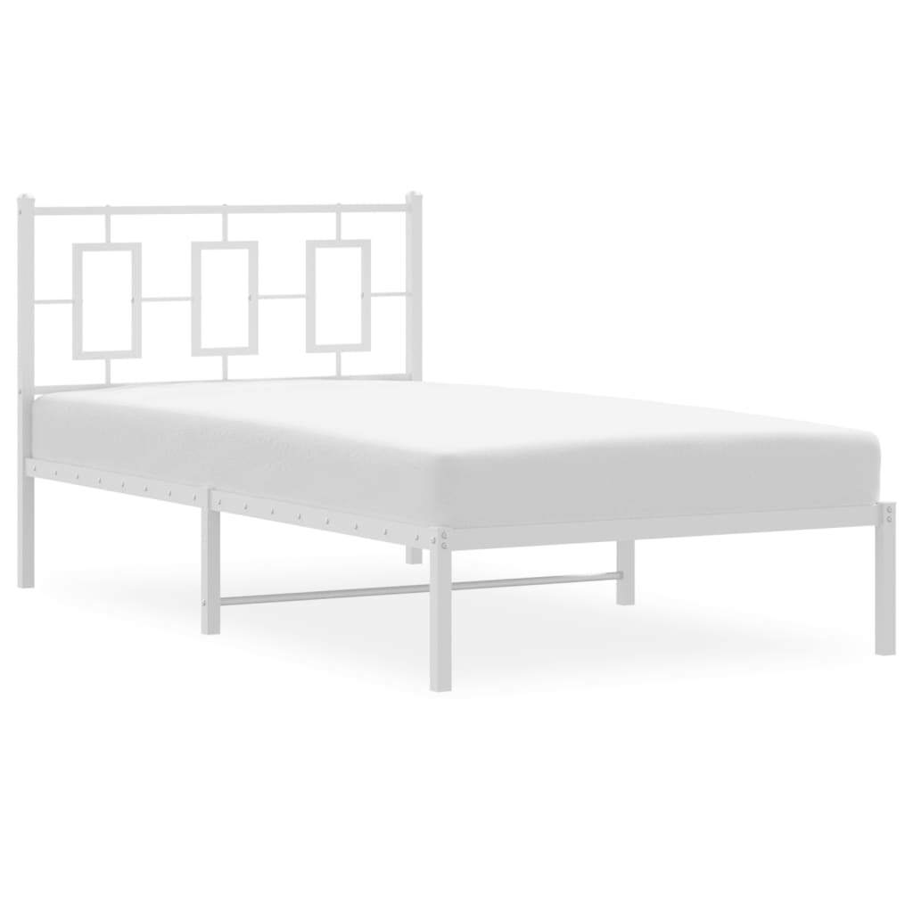 Bed Frame White Powder-coated steel Twin Bed Frame Rectangular