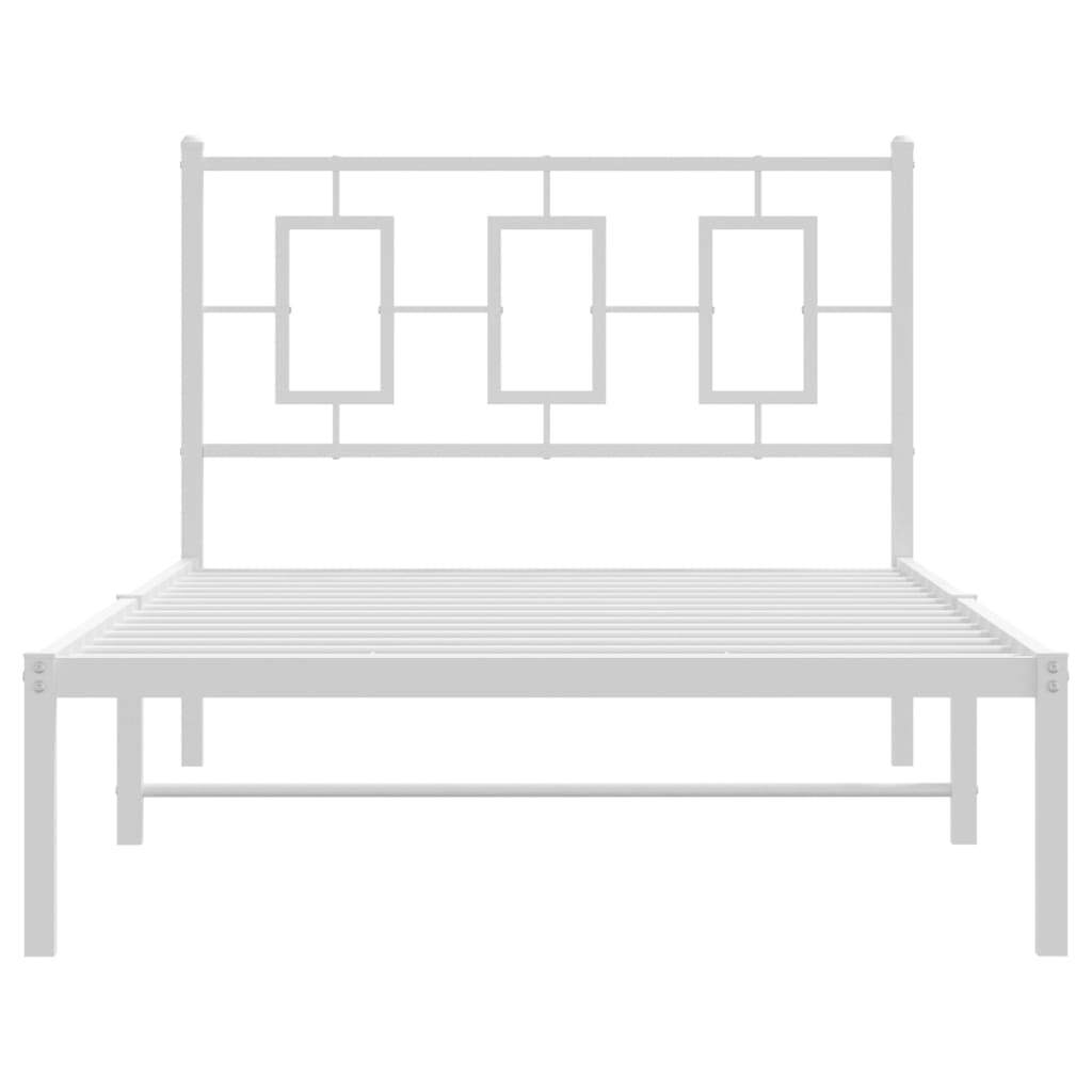 Bed Frame White Powder-coated steel Twin Bed Frame Rectangular