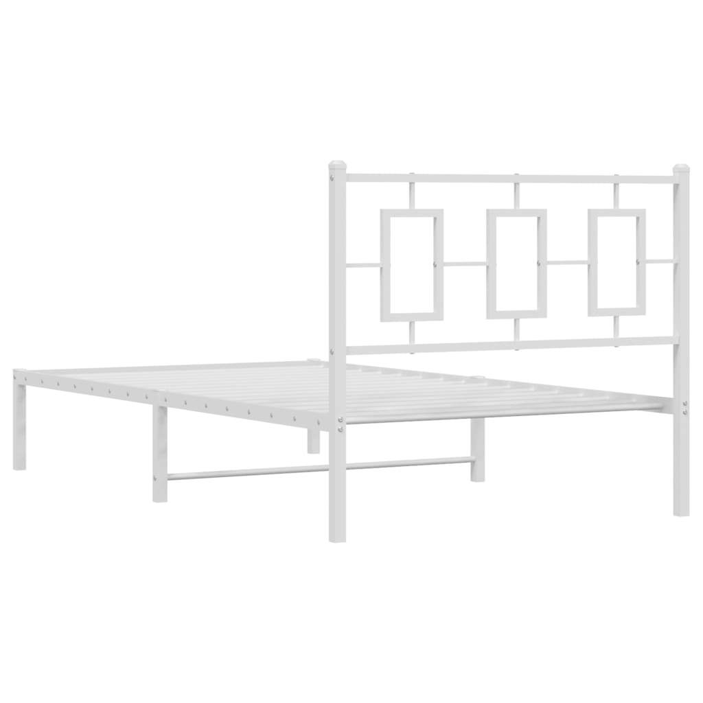Bed Frame White Powder-coated steel Twin Bed Frame Rectangular