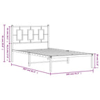 Bed Frame White Powder-coated steel Twin Bed Frame Rectangular