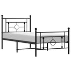 Bed Frame Black Steel Single Bed Frame Rectangular Modern