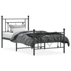 Bed Frame Black Steel Single Bed Frame Rectangular Modern
