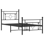 Bed Frame Black Steel Single Bed Frame Rectangular Modern