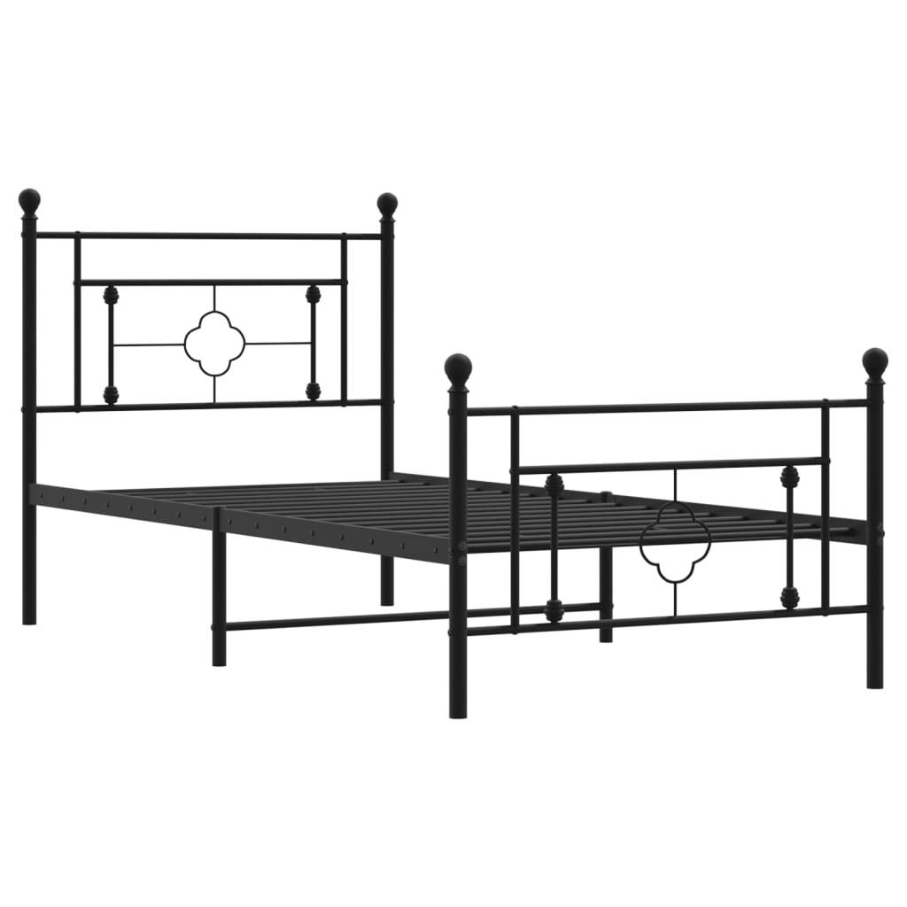 Bed Frame Black Steel Single Bed Frame Rectangular Modern