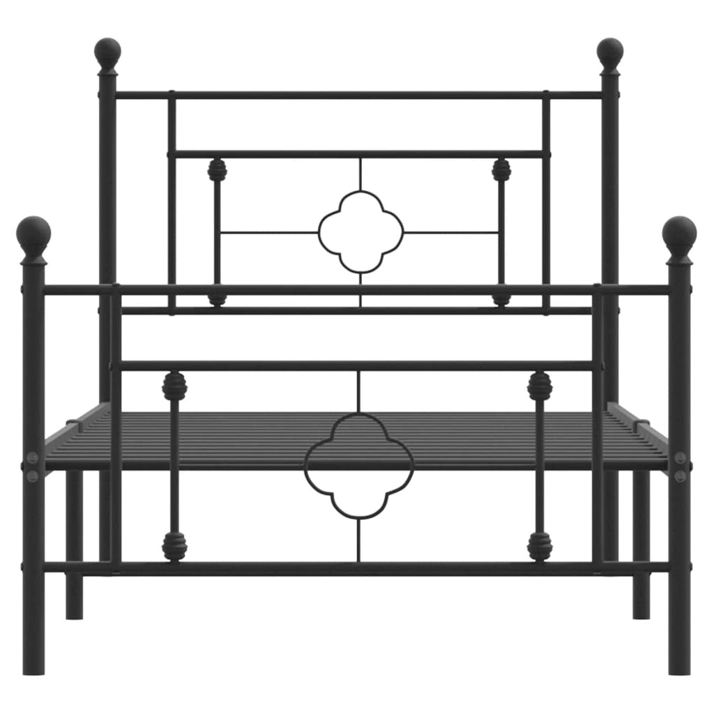 Bed Frame Black Steel Single Bed Frame Rectangular Modern