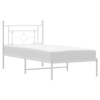 Bed Frame White Powder-Coated Steel Single Bed Frame