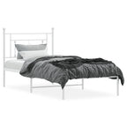 Bed Frame White Powder-Coated Steel Single Bed Frame