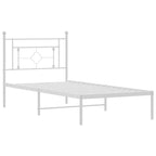 Bed Frame White Powder-Coated Steel Single Bed Frame