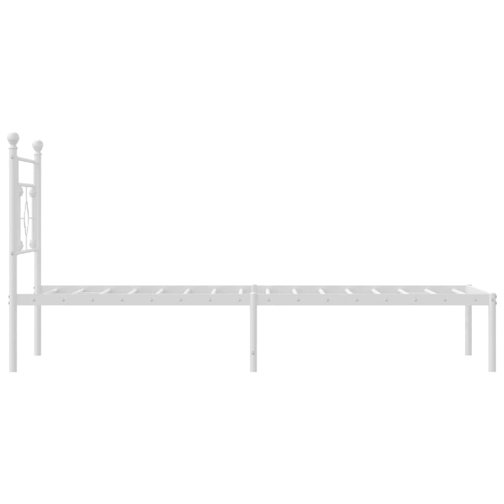 Bed Frame White Powder-Coated Steel Single Bed Frame