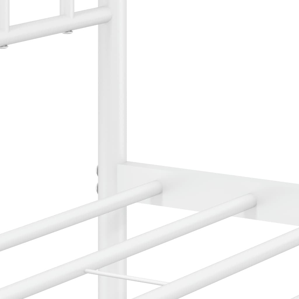 Bed Frame White Powder-Coated Steel Single Bed Frame