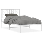 Bed Frame White Steel Single Bed Frame Rectangular