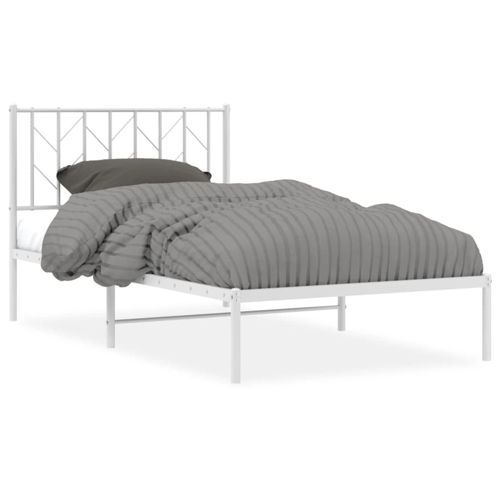 Bed Frame White Steel Single Bed Frame Rectangular