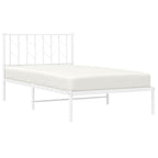 Bed Frame White Steel Single Bed Frame Rectangular