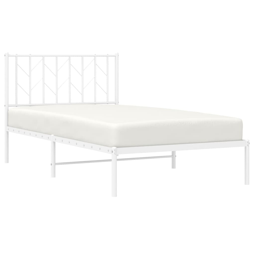 Bed Frame White Steel Single Bed Frame Rectangular