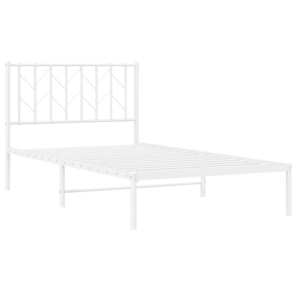 Bed Frame White Steel Single Bed Frame Rectangular