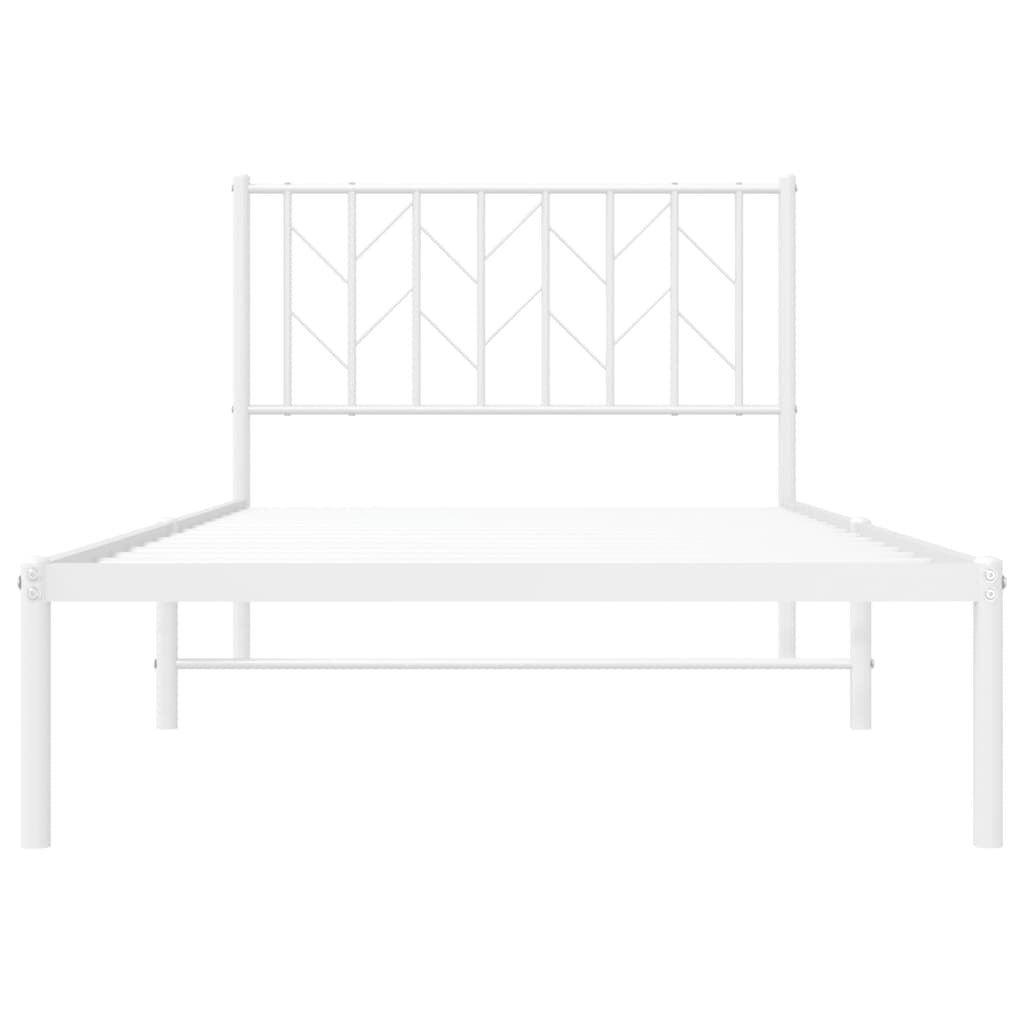 Bed Frame White Steel Single Bed Frame Rectangular