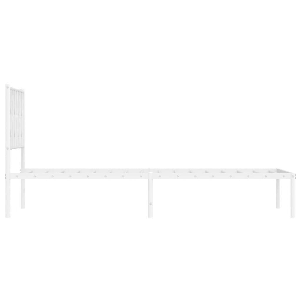 Bed Frame White Steel Single Bed Frame Rectangular