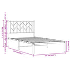 Bed Frame White Steel Single Bed Frame Rectangular