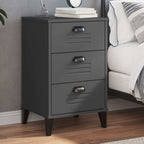 Bedside Table Anthracite Grey Engineered Wood, Plastic Medium