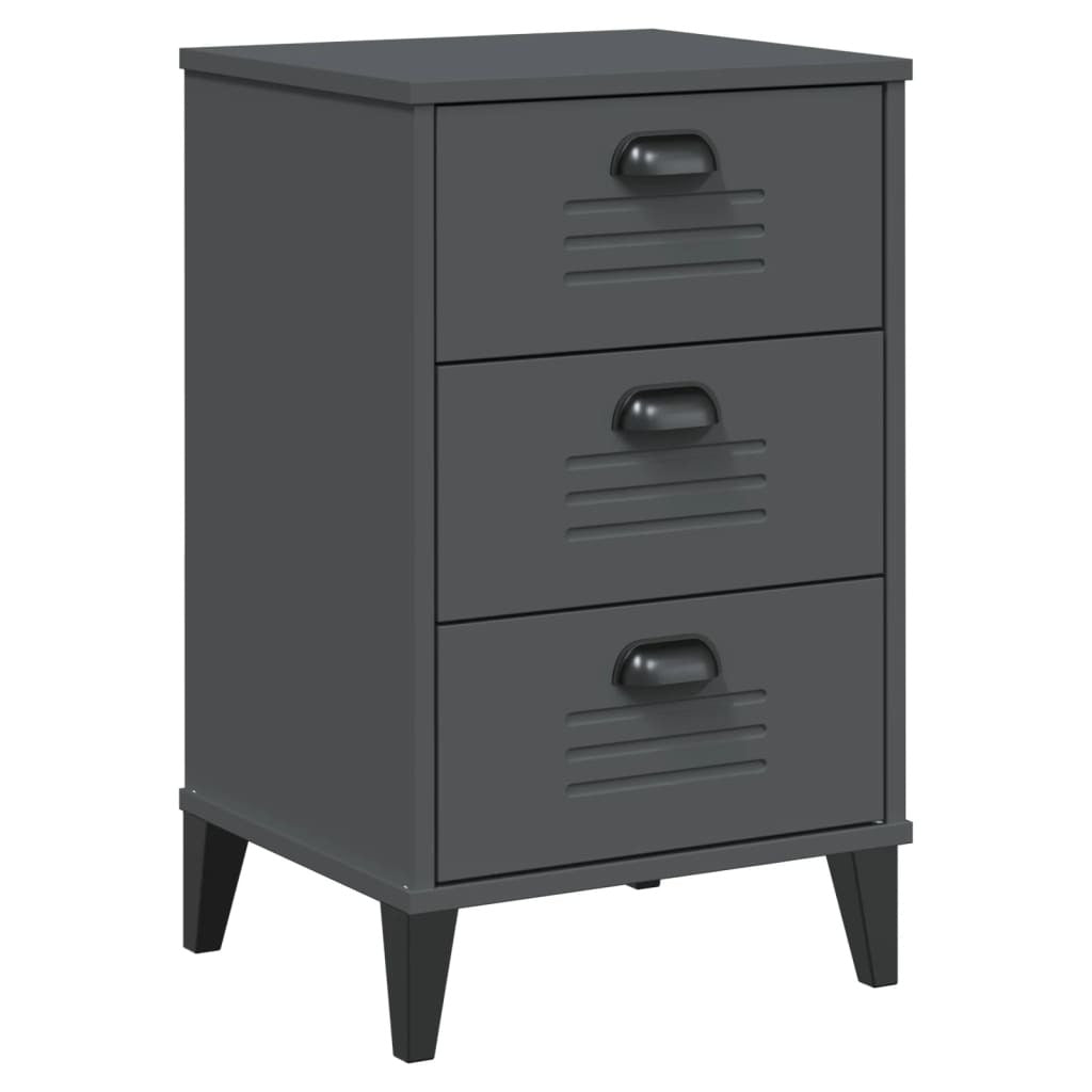 Bedside Table Anthracite Grey Engineered Wood, Plastic Medium