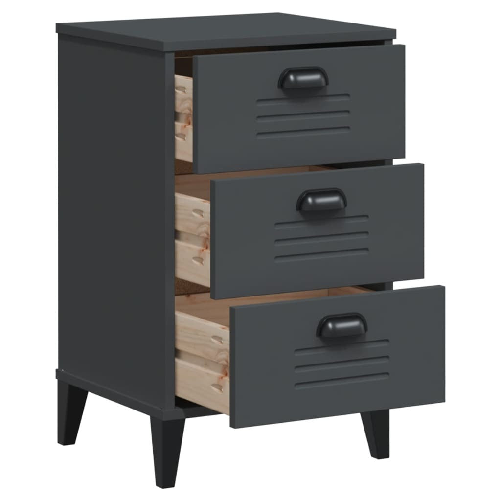 Bedside Table Anthracite Grey Engineered Wood, Plastic Medium